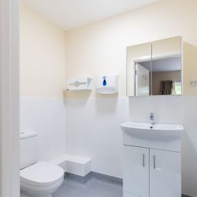 Falcon house white bathrooms